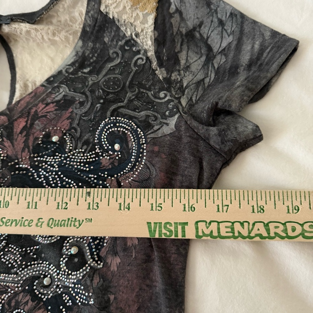Angels & Diamonds Black and Brown Embellished Tee - Picture 5 of 5